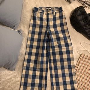 Wide leg Madewell Blue Checked Pants